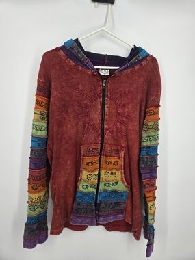 Greater Good Rainbow Nepal  Zip Hoodie L/XL